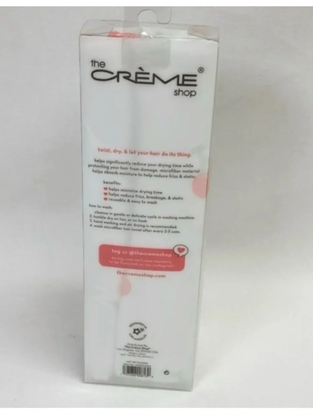 The Crème Shop Quick Dry Microfiber Hair Towel Wrap - White with Cherry Print